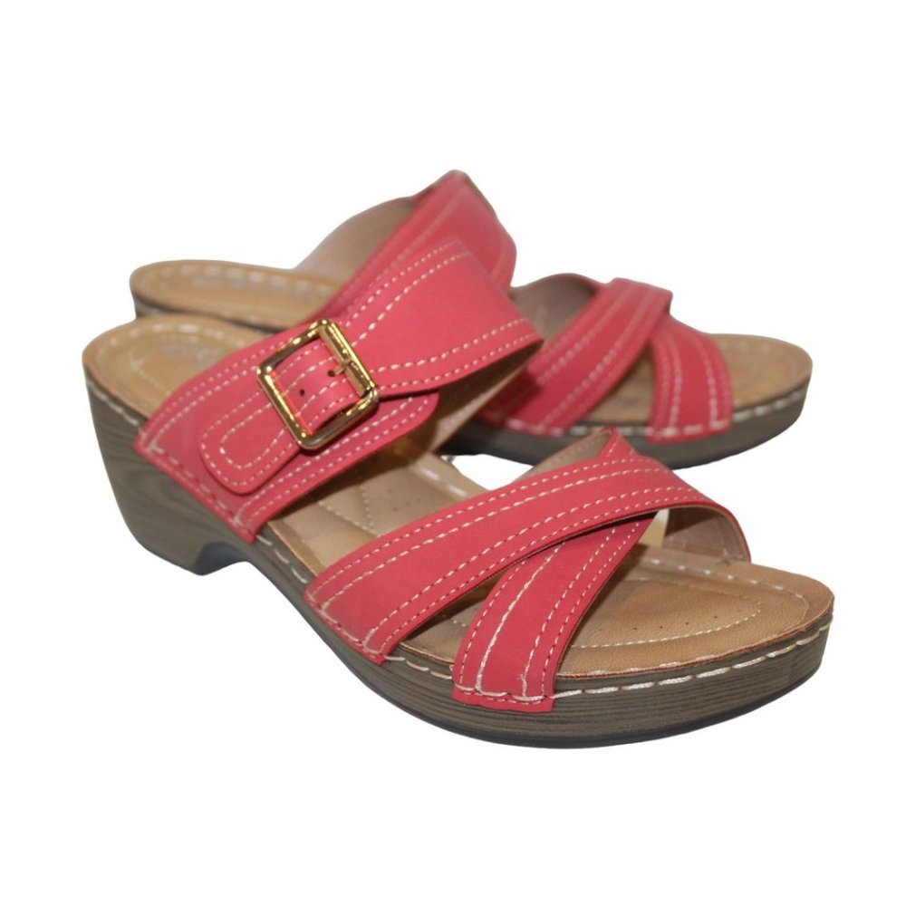 PATRIZIA by Spring Step Wmns Shara Slides Low Wedge SANDALS / SHOES Slip-On Sz 9